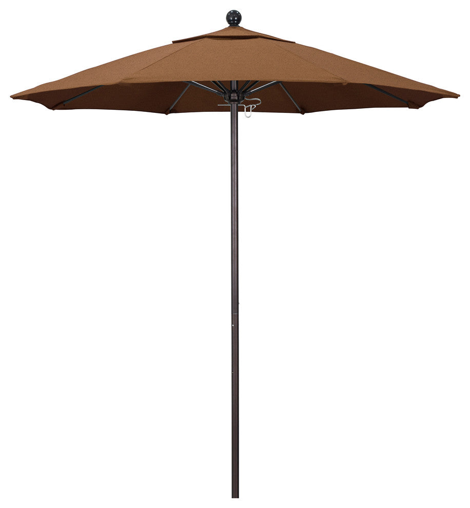 7.5' Fiberglass Umbrella Bronze, Sunbrella, Teak
