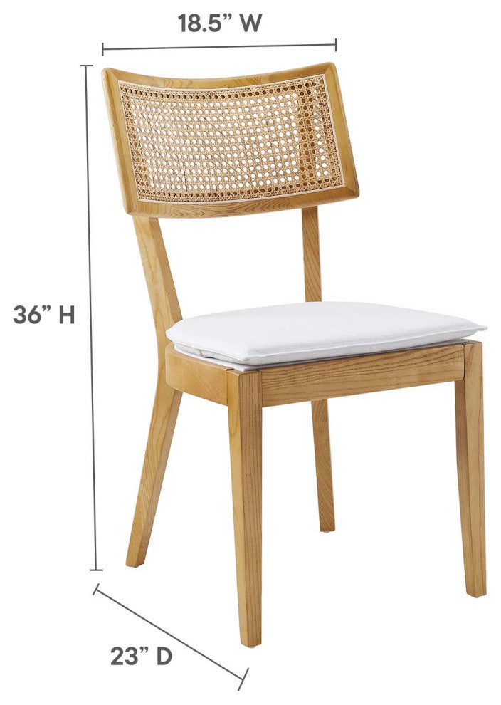 Caledonia Fabric Upholstered Wood Dining Chair Set of 2 - Natural White