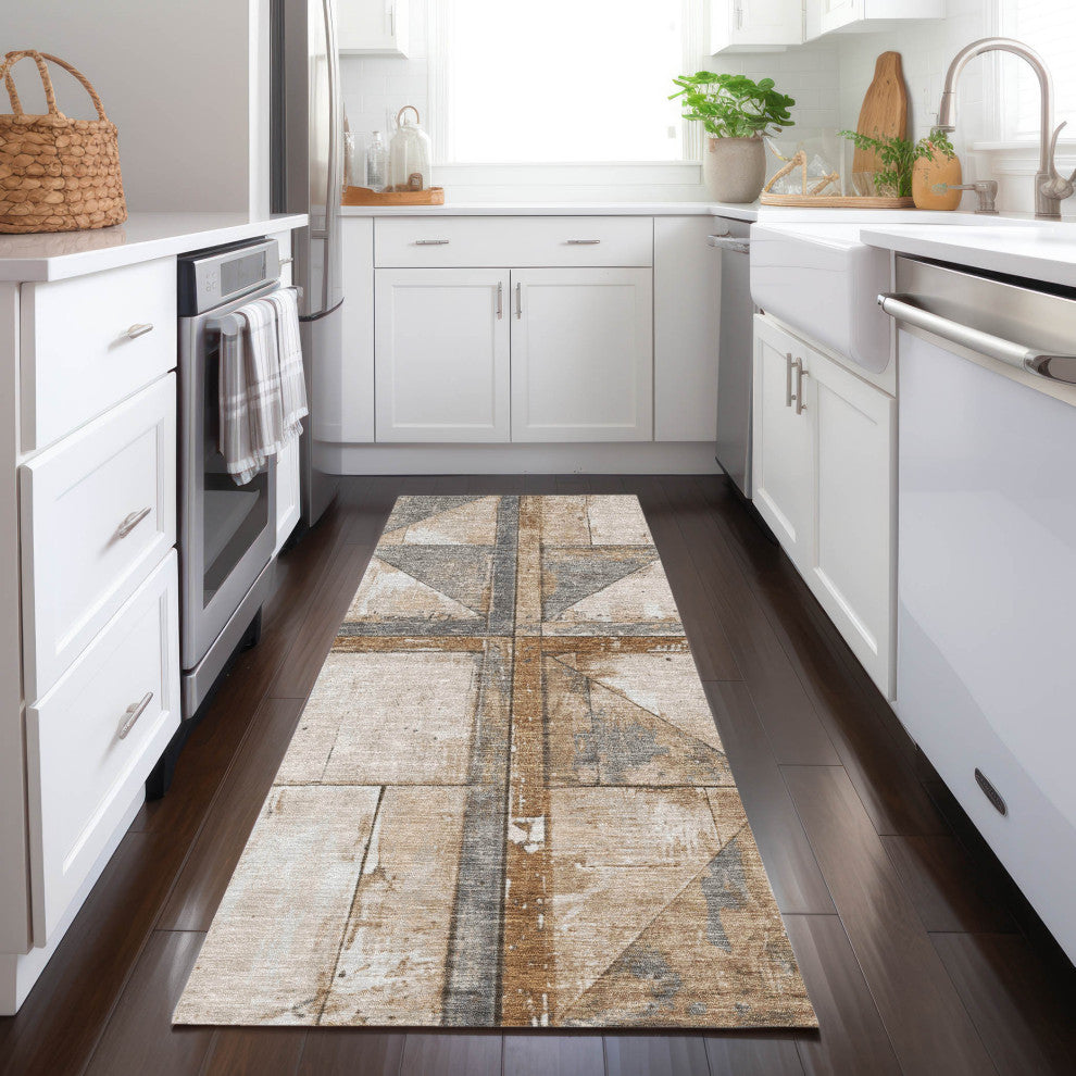 Machine Washable Indoor/Outdoor Chantille ACN1876 Copper 2'3" x 7'6" Runner Rug
