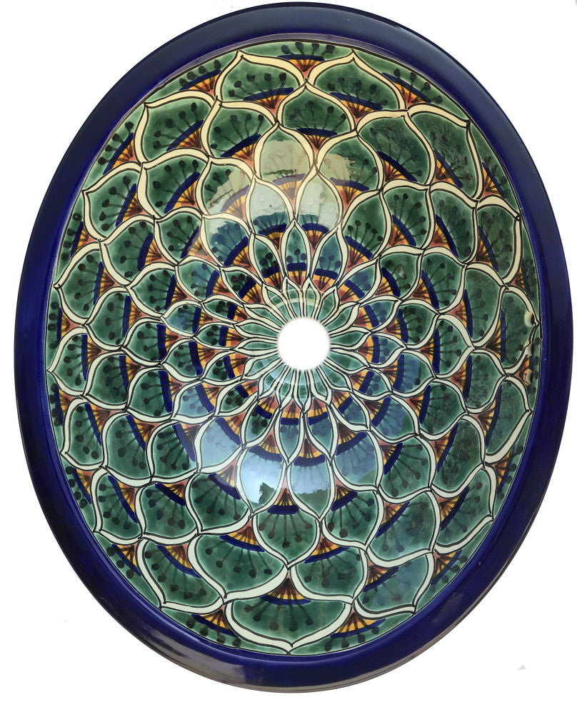 Green Peacock Ceramic Talavera Sink