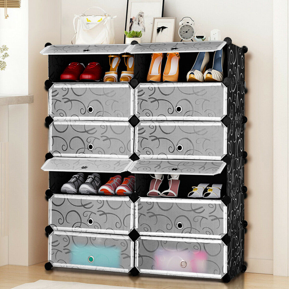 Costway 12 Cubic Portable Shoe Rack Shelf Cabinet Storage Closet Organizer Home