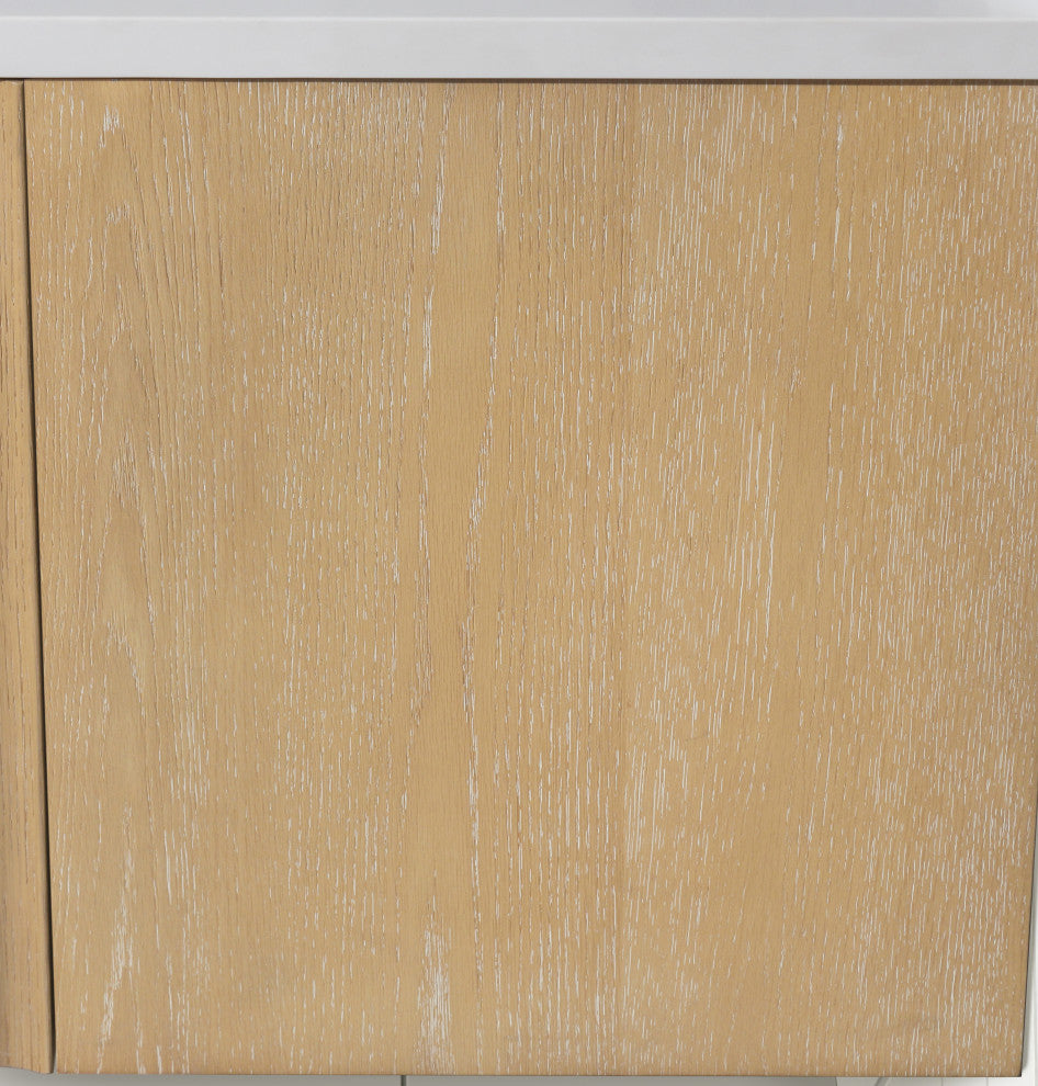 La Jolla Bathroom Vanity, Washed Oak, 36", Single Sink, Floating