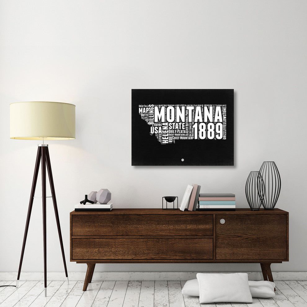 "Montana Black and White Map" Fine Art Print