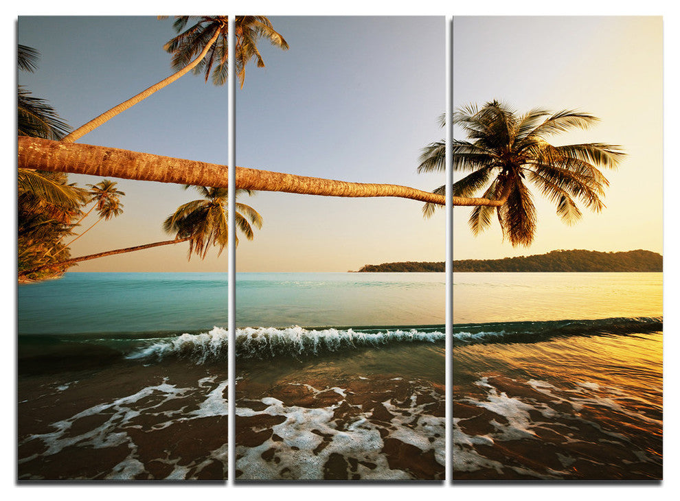 "Andaman Sea Large Coconut Palms" Metal Wall Art, 3 Panels, 36"x28"