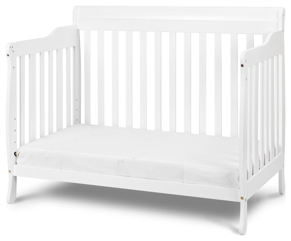 Baby Mile Eve 4-in-1 Convertible Crib With Guardrail, White