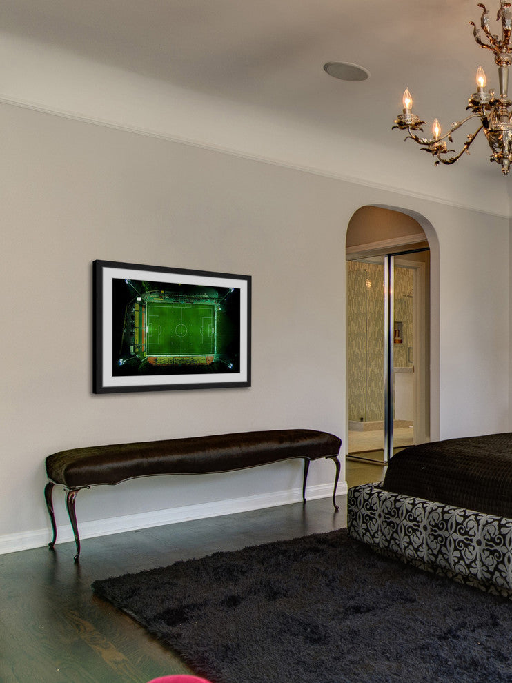 "Soccer From Above" Framed Print by Karolis Janulis