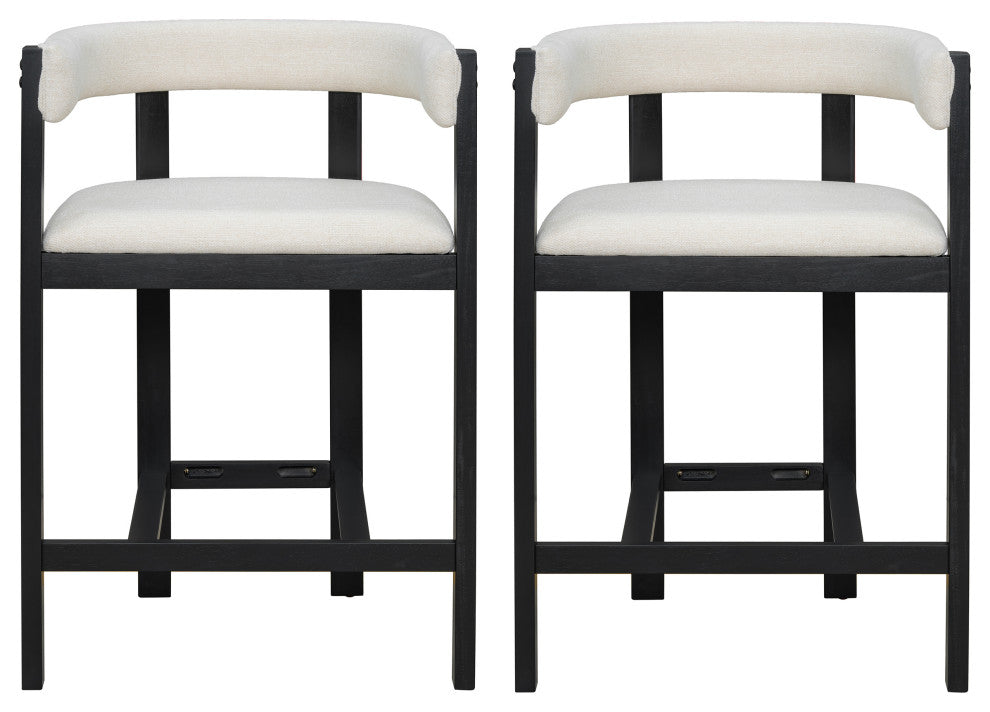 Heise Modern Open Back 26.5" Counter Stool With Cushion, Set of 2, Beige/Black
