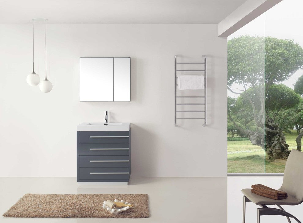 Virtu Bailey 30" Single Bathroom Vanity, Gloss White