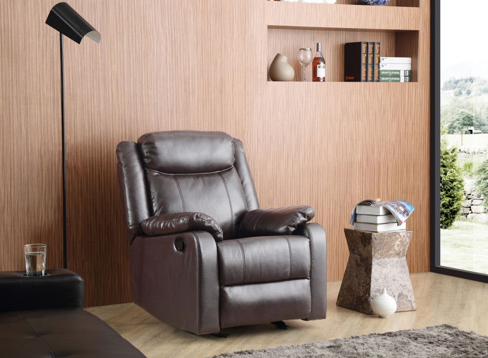Osino Faux Leather Rocker Recliner, Dark Brown