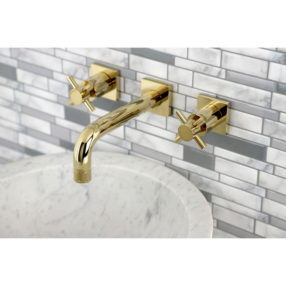 Kingston Brass KS6122DX Two-Handle Wall Mount Bathroom Faucet, Polished Brass
