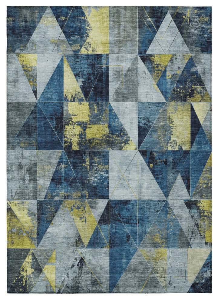 Machine Washable Indoor/Outdoor Chantille ACN1888 Navy 3' x 5' Rug
