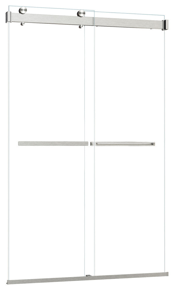 Marcelo By Pass Frameless Shower Door, Clear Glass, Brushed Nickel, 48"wx76"h