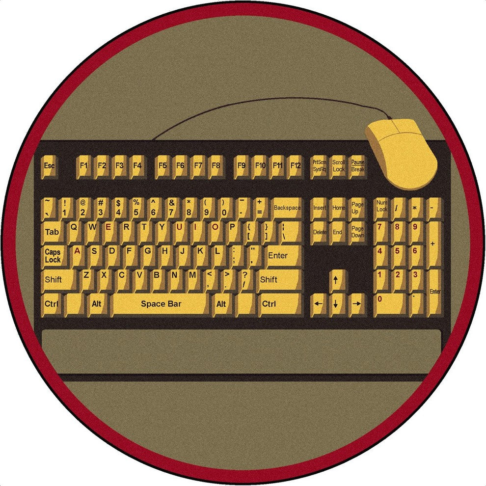 Kid Essentials Rug, Keyboard Connection, Brown, 5'4" Round