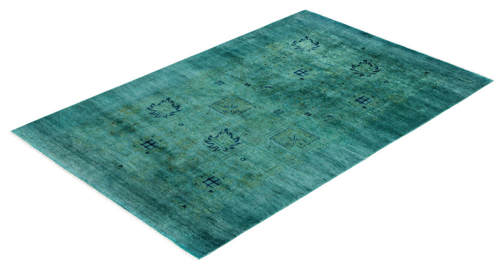 Overdyed One-of-a-Kind Hand-Knotted Area Rug Green, 3' 10" x 5' 10"