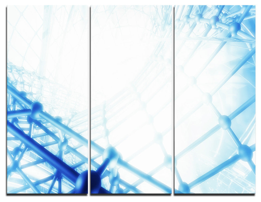 "3-D Abstract Art Blue Pattern" Digital Metal Wall Art, 3 Panels, 36"x28"