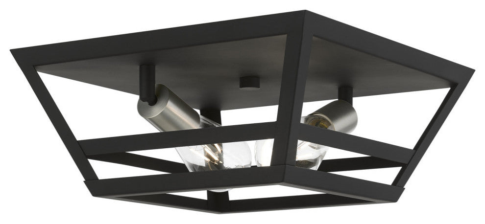 Schofield 2 Light Black With Brushed Nickel Accents Flush Mount