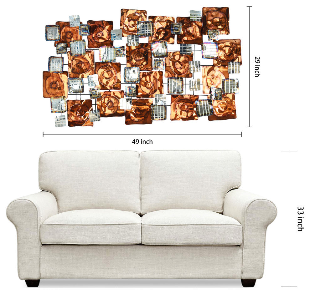 Hand Painted Etched Metal Wall Sculpture, Multi Color, Maze