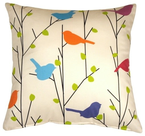 Pillow Decor - Spring Birds 17 x 17 Decorative Pillow