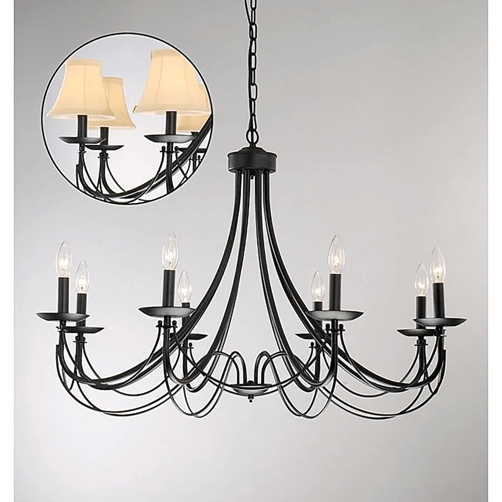 Iris 8-light Antique Black Iron Chandelier