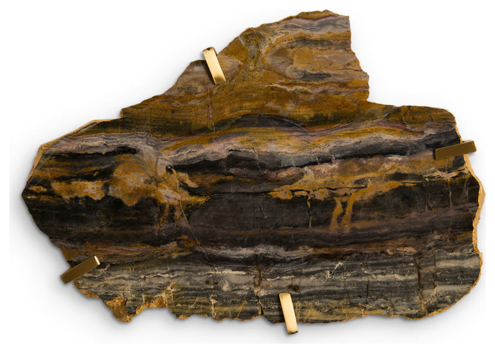 Gem Wall Slice, Brass Setting, Earth Marble