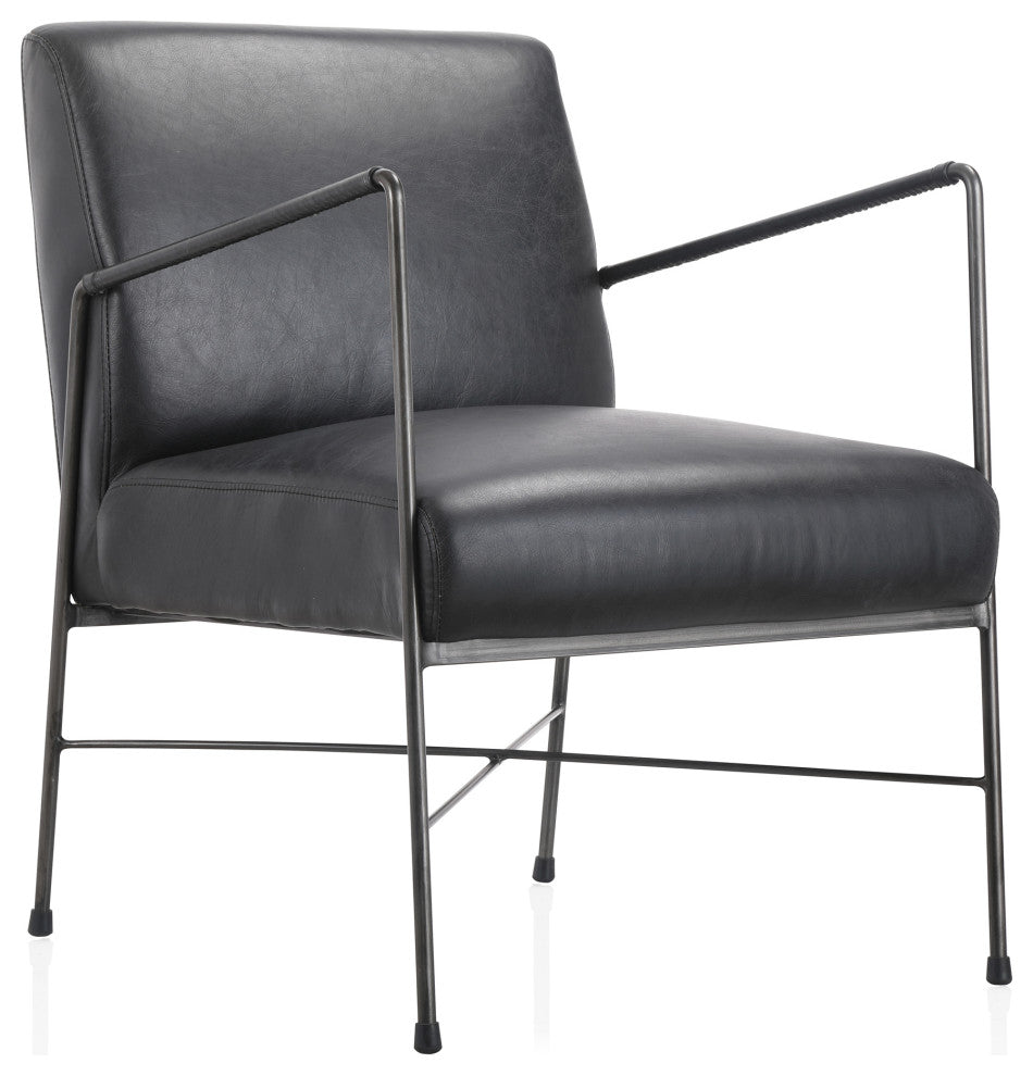 Dagwood Leather Arm Chair Onyx Black Leather