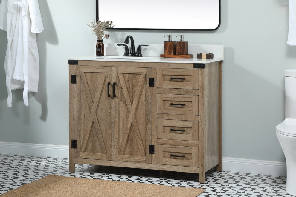 Home Living 19" Farmhouse Natural Oak-Light Bathroom Vanity
