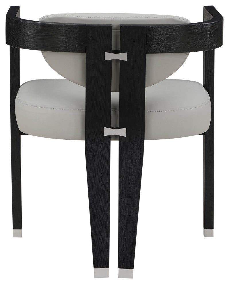 Carlyle Faux Leather Upholstered Dining Chair, Grey, Black Finish