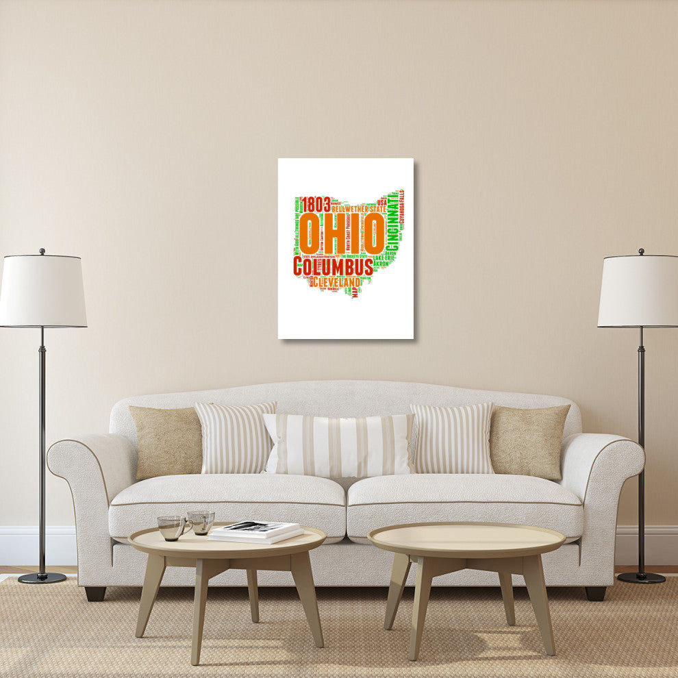 "Ohio Word Cloud Map" Fine Art Print