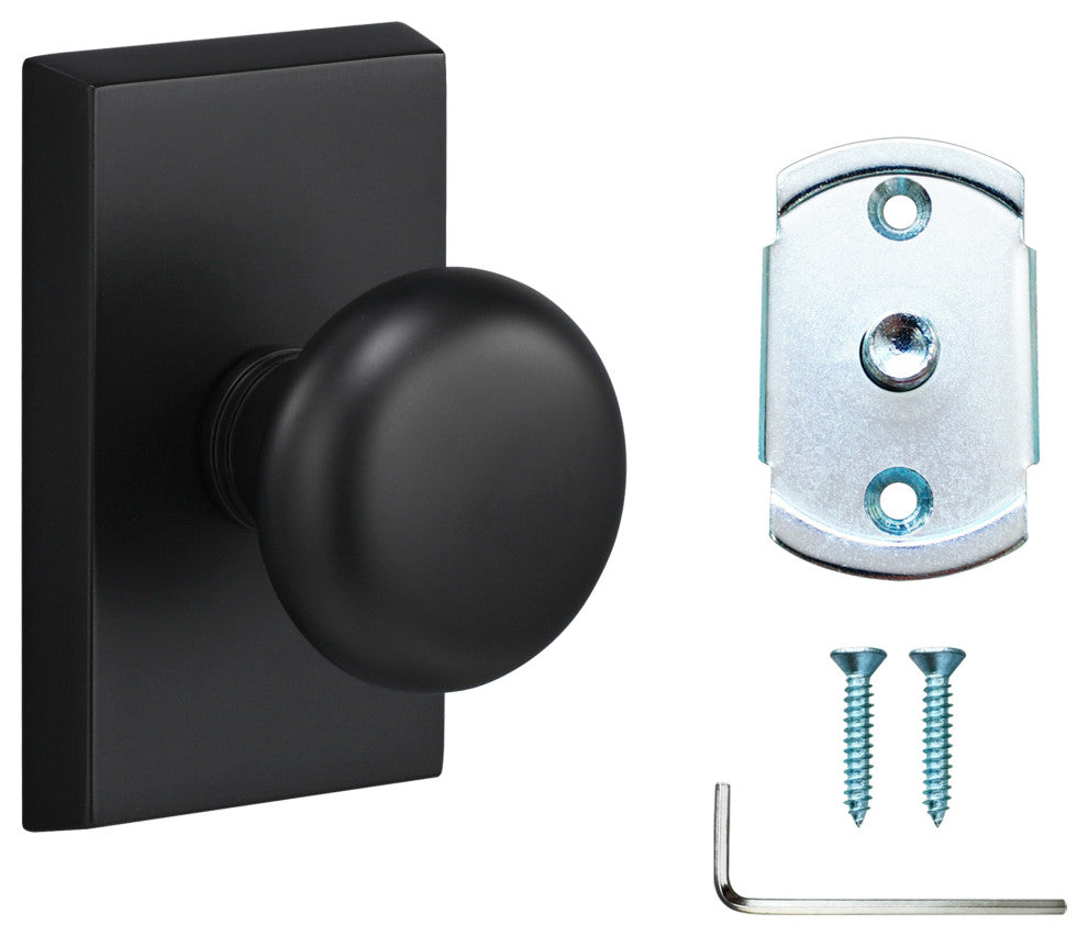 Ridgecrest Mountain Oakley Single Dummy Door Knob with Square Rosette, Flat Black