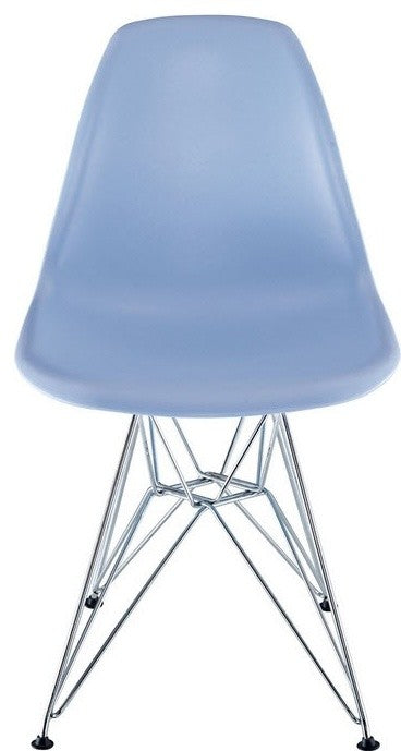 White Eiffel Side Chair Wire Base, Blue