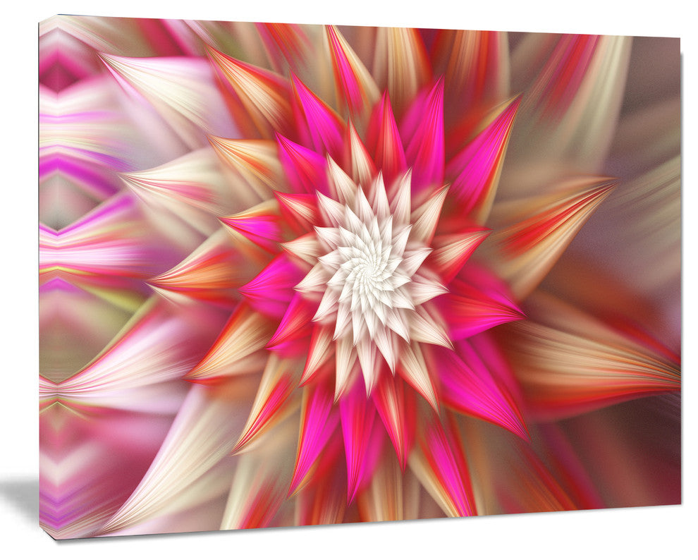 Pink Exotic Fractal Flower, Abstract Canvas Art Print, 20x12