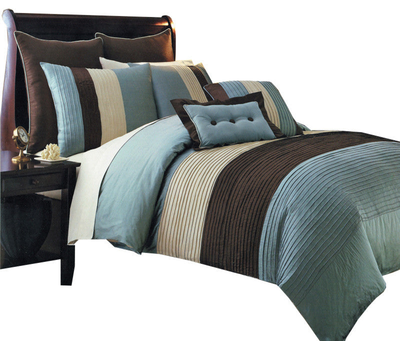 Hudson 100% Microfiber 8-Piece Bed Set, Blue, King