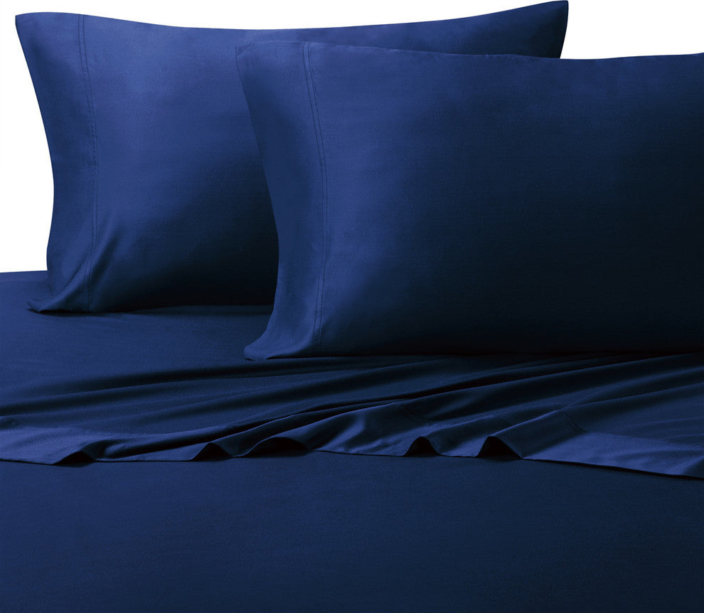300 TC Silky 100% Bamboo Viscose Sheet Set, Royal Blue, Split King