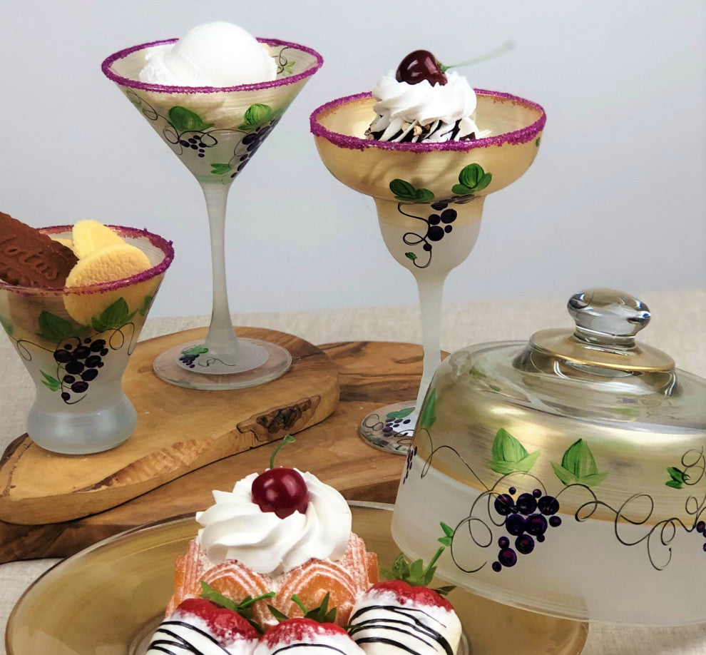 Grapes 'n Vines Martini Glasses, Set of 2