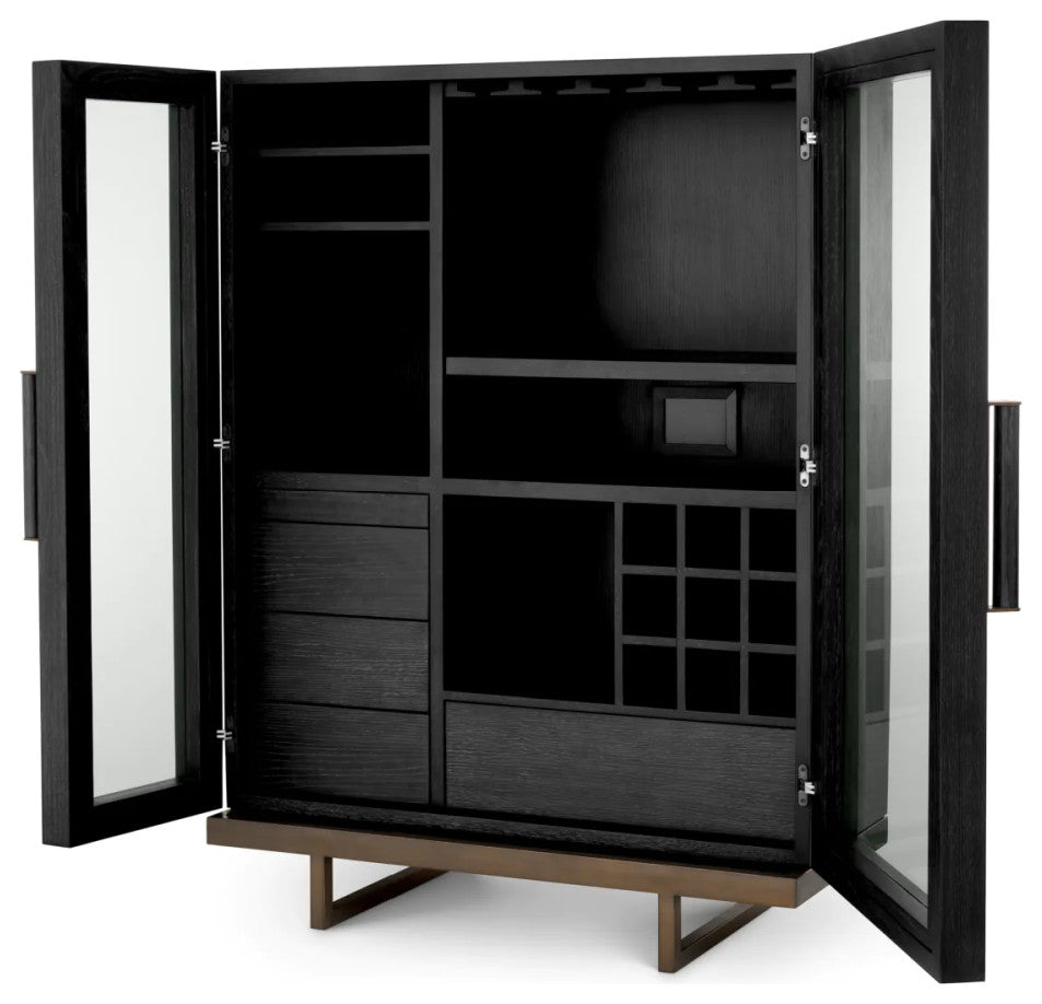 Charcoal Oak Bar Cabinet, Eichholtz Connaught
