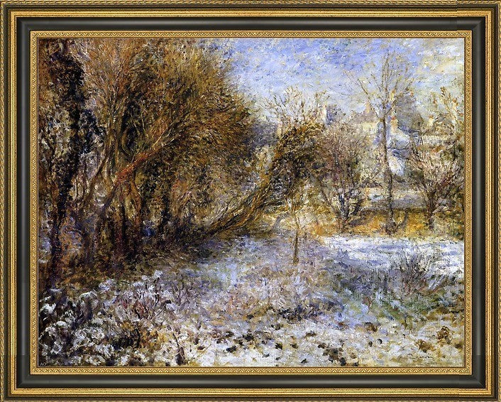 Pierre Auguste Renoir Snowy Landscape Framed Premium Canvas Print, 21"x28"