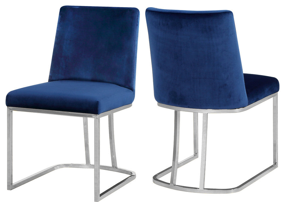 Heidi Black Velvet Dining Chair Set of 2, Navy