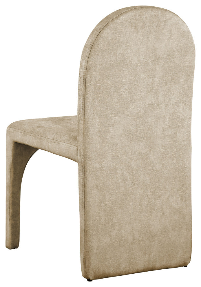 Summer Velvet Upholstered Dining Arm Chair (Set of 2), Beige, Side Chair