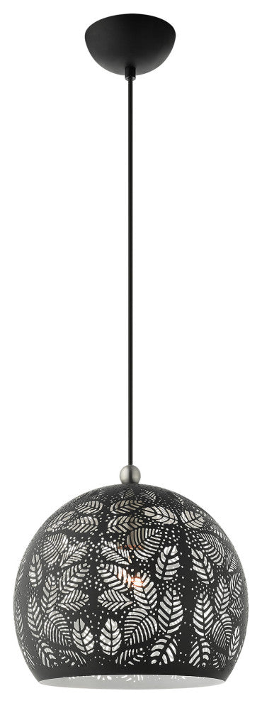 Livex Lighting Chantilly 1 Light Black With Brushed Nickel Accents Small Pendant