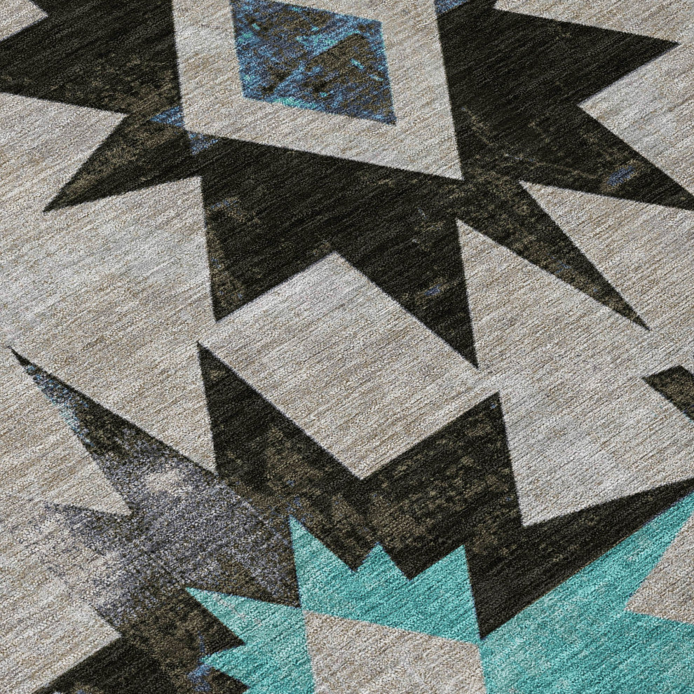 Machine Washable Indoor/Outdoor Chantille ACN1893 Black 9' x 12' Rug