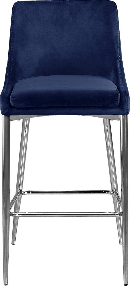 Karina Velvet Stool (Set of 2), Navy, Chrome Base