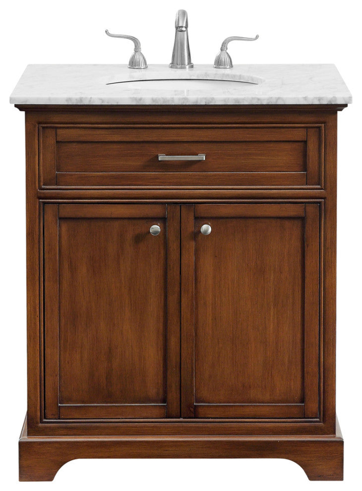 Amber Single Bathroom Vanity, Blue, Teak, 30"