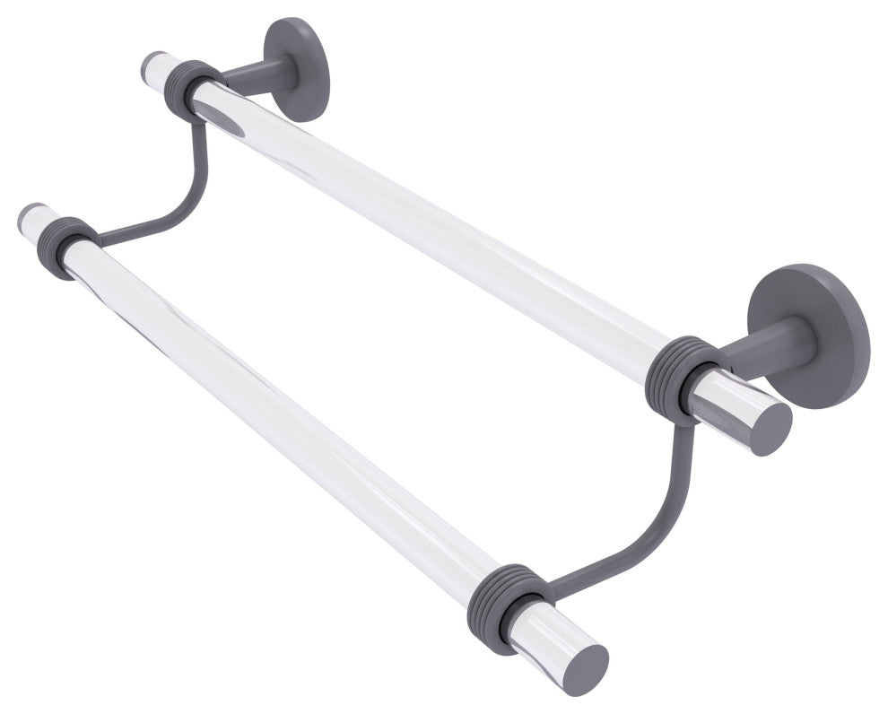 Clearview 30" Double Towel Bar with Groovy Accents, Matte Gray