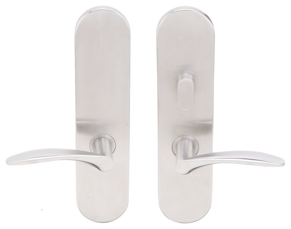 Crest Lever, Tubular Passage With Privacy Bolt, Left Hand, Satin Stainless Steel