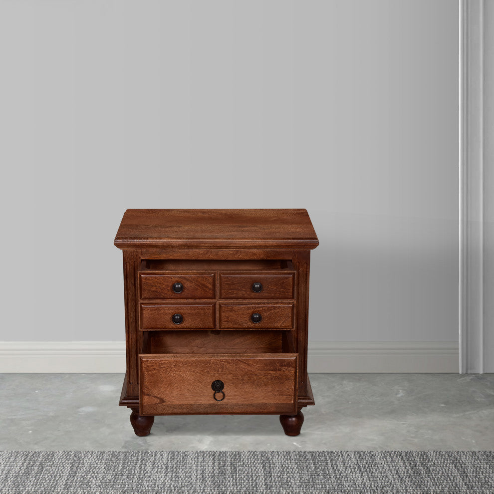 Gabrielle II Transitional Nightstand, Cherry Finish