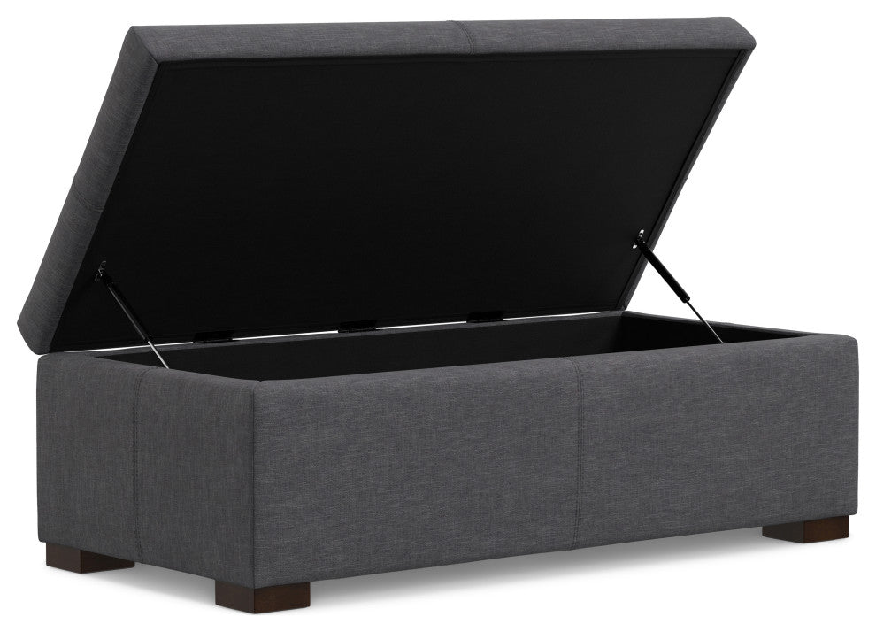 Gabbie Rectangular Storage Ottoman, Slate Grey