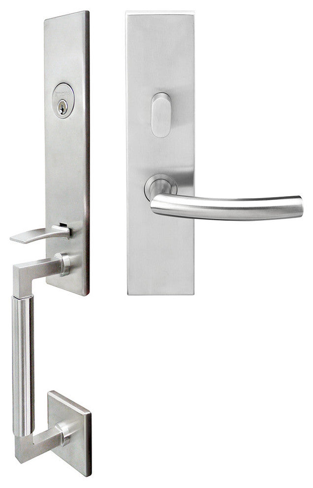 Oslo Lever, Mortise Entry Handleset, Right Hand, Satin Stainless Steel