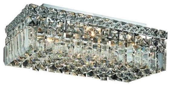 Elegant Maxim Flush Mount, Chrome Finish With Royal Cut Crystal