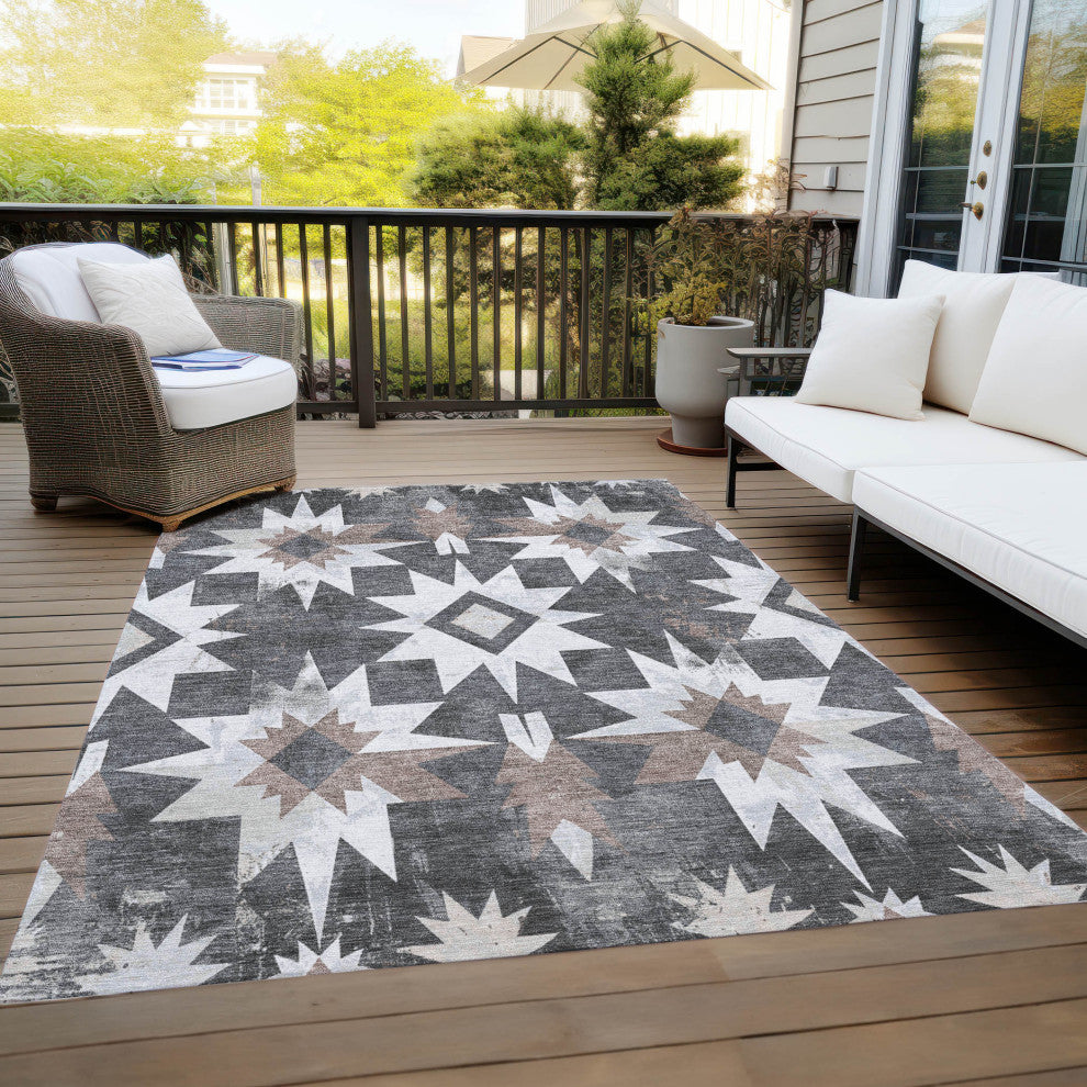 Machine Washable Indoor/Outdoor Chantille ACN1893 Graphite 8' x 10' Rug