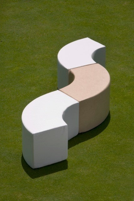 Arc Curved Outdoor Bench, Silver Pixel